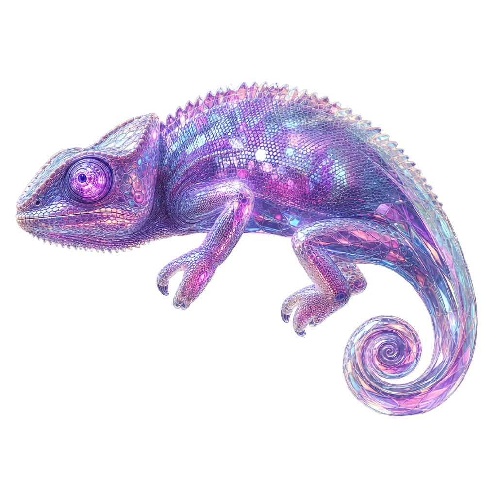 Caméléon iridescent — emblème LEEZ IA